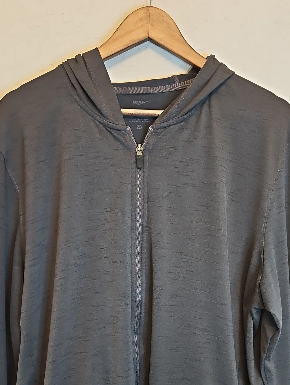Nike Yoga Dri-Fit Zip-Up Performance Hoodie in Charcoal Black, Size Large